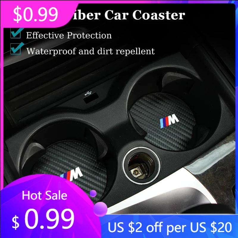 2025 Varm Karbon Bil Koppholder Matte Interiør Vannkopp Underlag Pute For BMW M Sport M2 M3 M4 M5 M6 E46 E90 E60 F10 F30 E39 E36 F20 E8