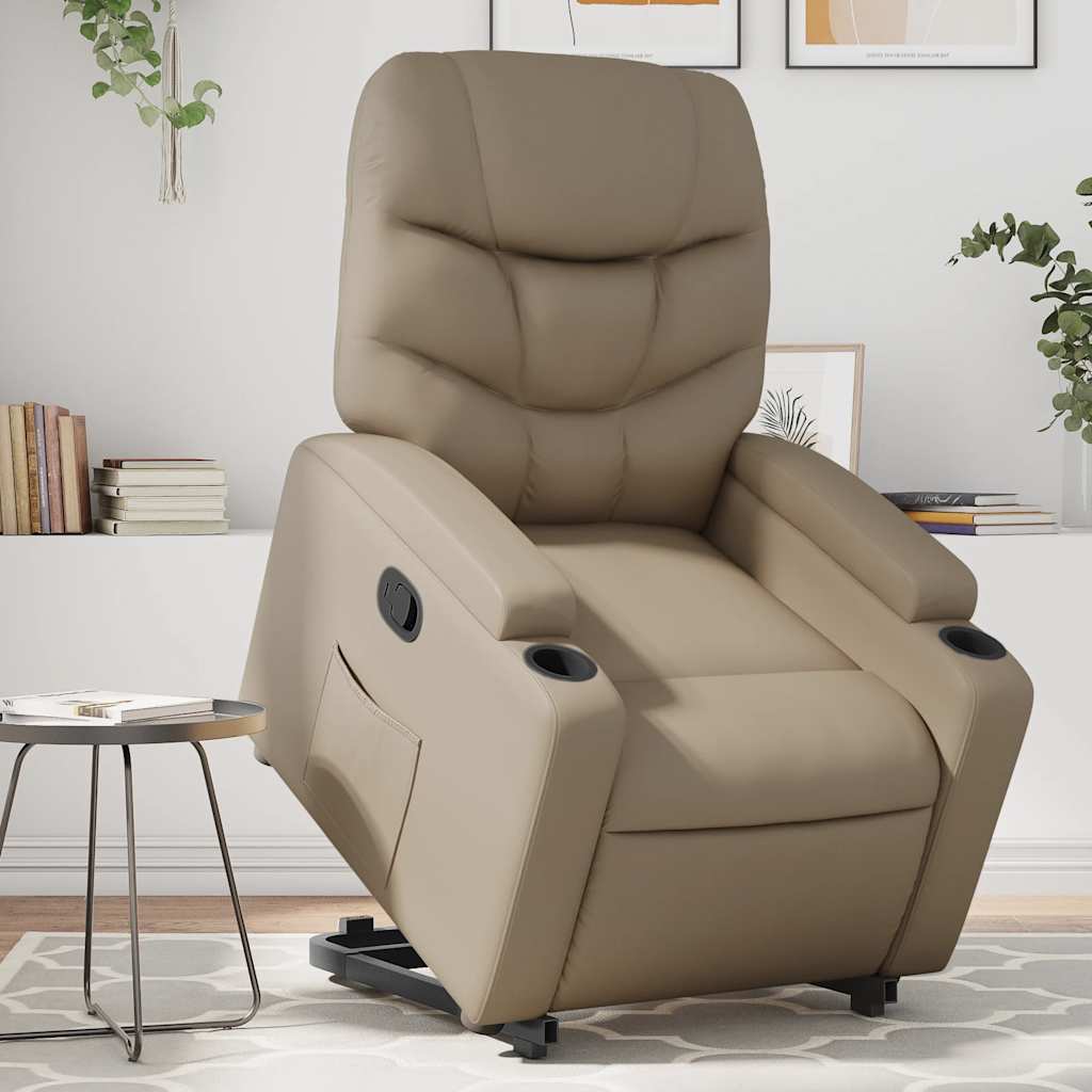 Vidaxl Lift Recliner, Cappuccino, Faux Leather Upholstered