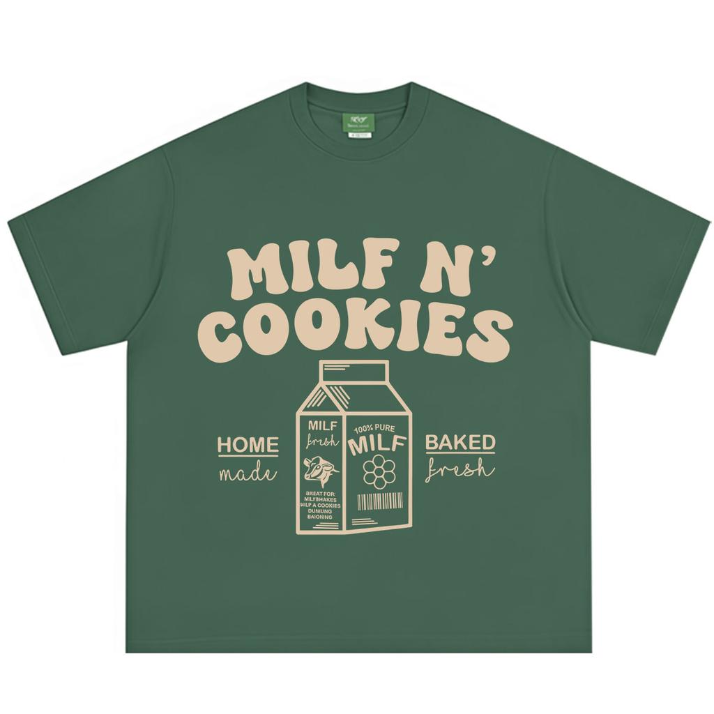 Milf N Cookies Stay At Home Funny Meme T Shirt Unisex Unisex Fashion Vintage Tshirts Shortsleeved Loose Casual Cotton Tshirts