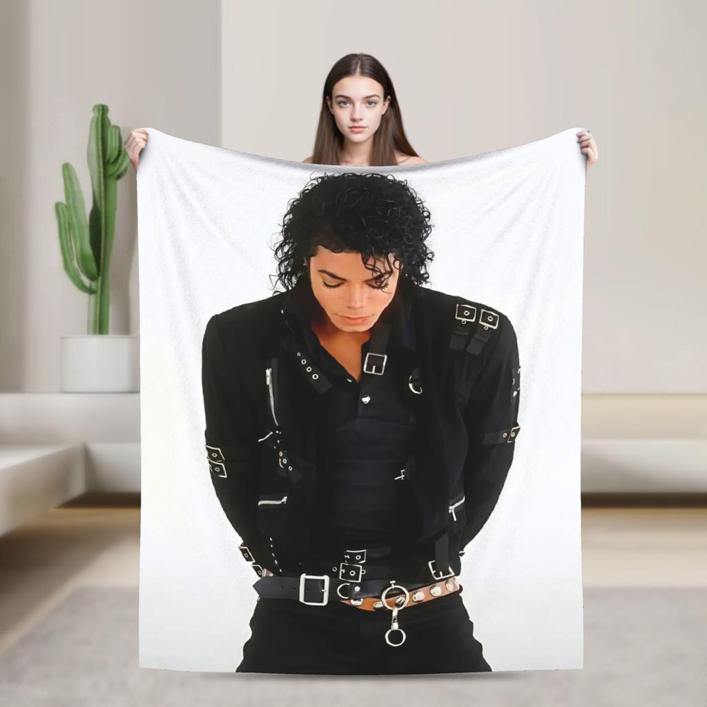Michaels Jacksons Bad 1988 Pop Music Blanket Flannel  Winter  Lightweight Throw Blankets for Sofa Travel Plush Thin Quilt