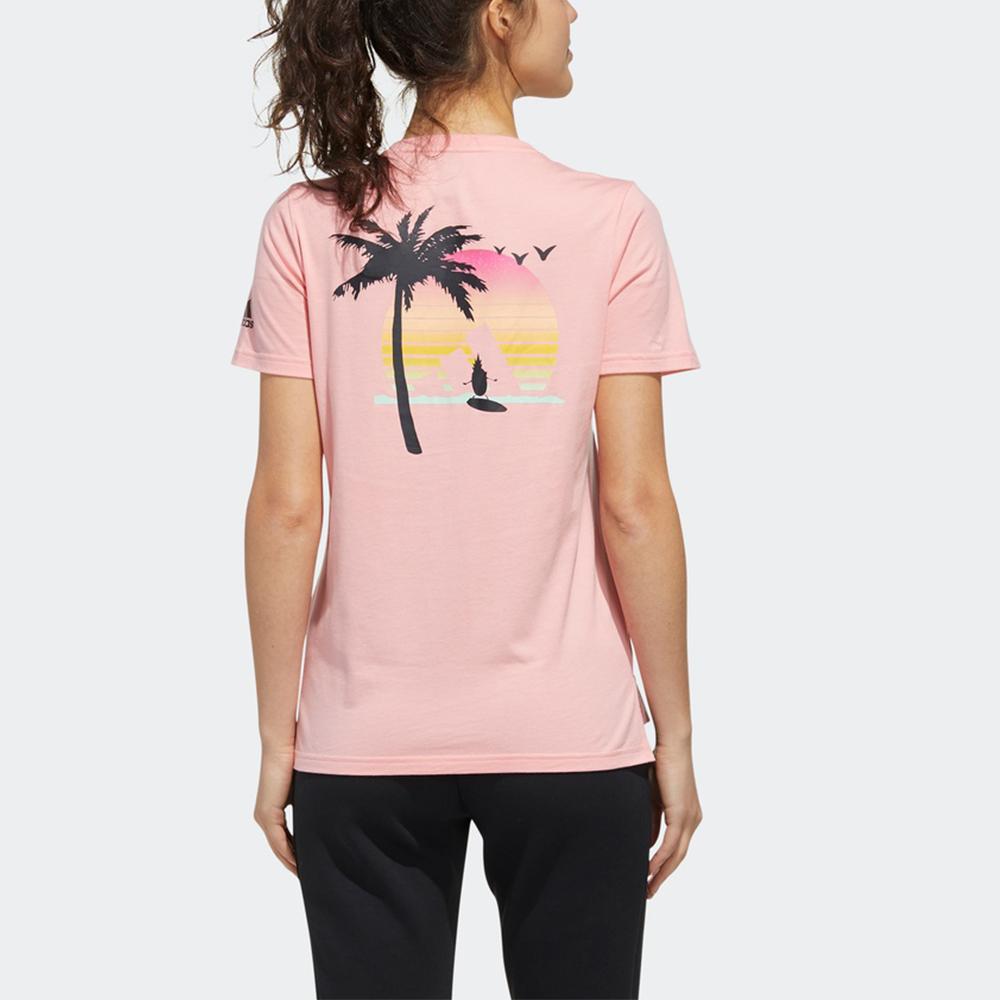 Adidas Cartoon Sports Breathable Training Running Short Sleeve T-Shirt Women Tops Pink FT2928