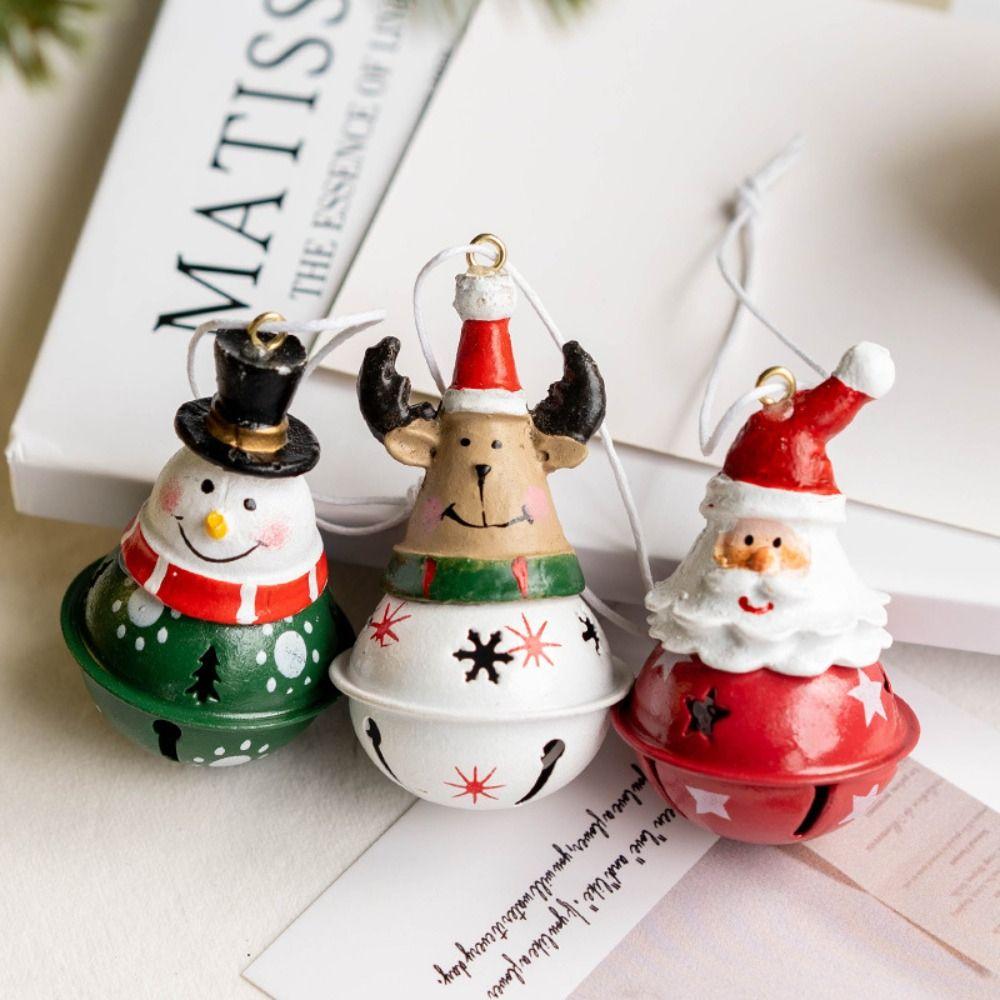 Lovely Iron Christmas Hanging Bell Bell DIY Cartoon Santa Claus Red Green Jingle Bells