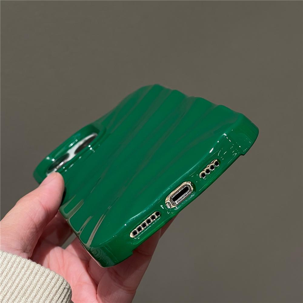 Fashion Solid Color The Puffer Case For iPhone 14 13 12 11 Pro Max 14ProMax 13Pro Silk Wrinkle Green Soft Phone Cover Case