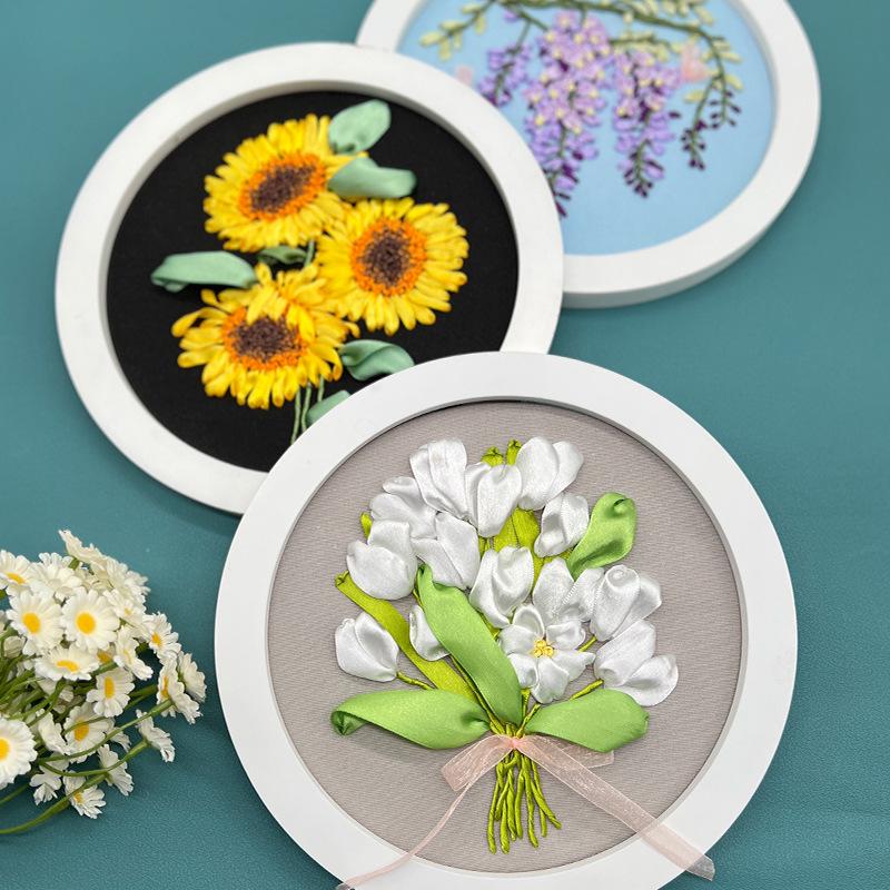 "Handmade 3D Sunflower Embroidery Kit: Creative DIY Hanging Décor"