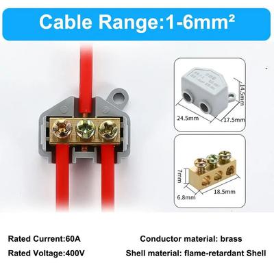 Brass Conductor Power Splitter Equipment Installation Cable Size 1-6mm Efficient Installation Long-lasting Performance