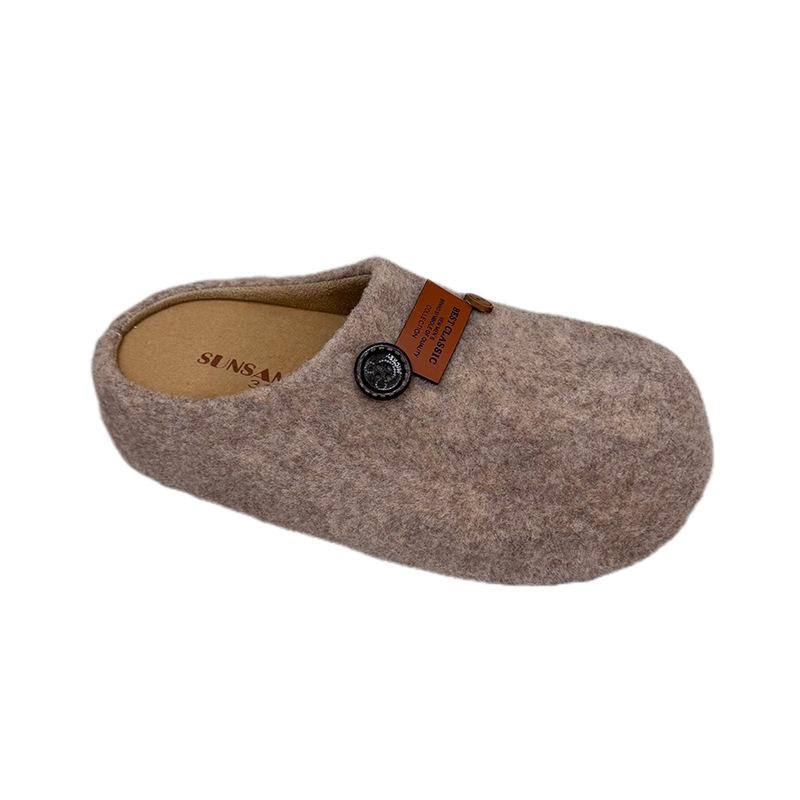 

Retro thick-soled bag head half slippers for women wearing new one-pedal heightening non-slip slippers 35 хаки