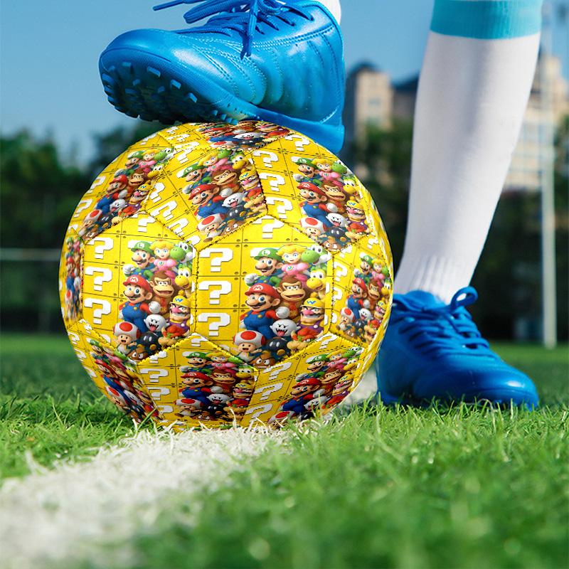 Super Mario Print Size 5 Soccer Ball, PU Wear Resistant Football for Match Training and Daily Practice, Birthday Gift for Soccer Fans