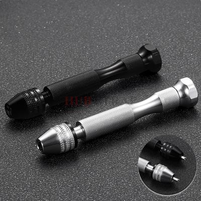 Adjustable Manual Hand Drill Chuck Mini Micro Aluminum Alloy Rotary Pin Vise Screwdriver Hand Drill Steel Twist Drill Bit Tools