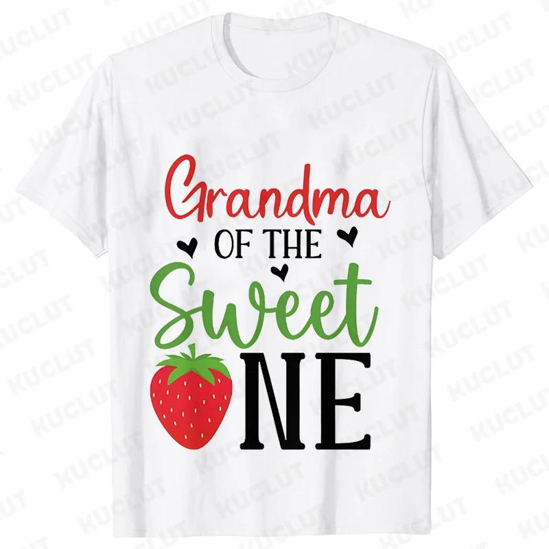 Sweet One Strawberry Birthday Party T-shirt Casual Top T Shirt Family Matching Girls 1st Birthday Graphic Adult Kids Tee T-Shirt