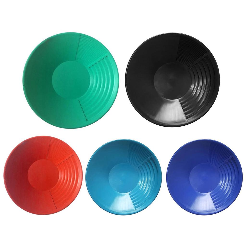 Yousheng Manual Panning Pan Heavy Duty Three Riffles Rare Metal Prospecting Pan Portable Lightweight Round Plastic Basin Sifting Tool