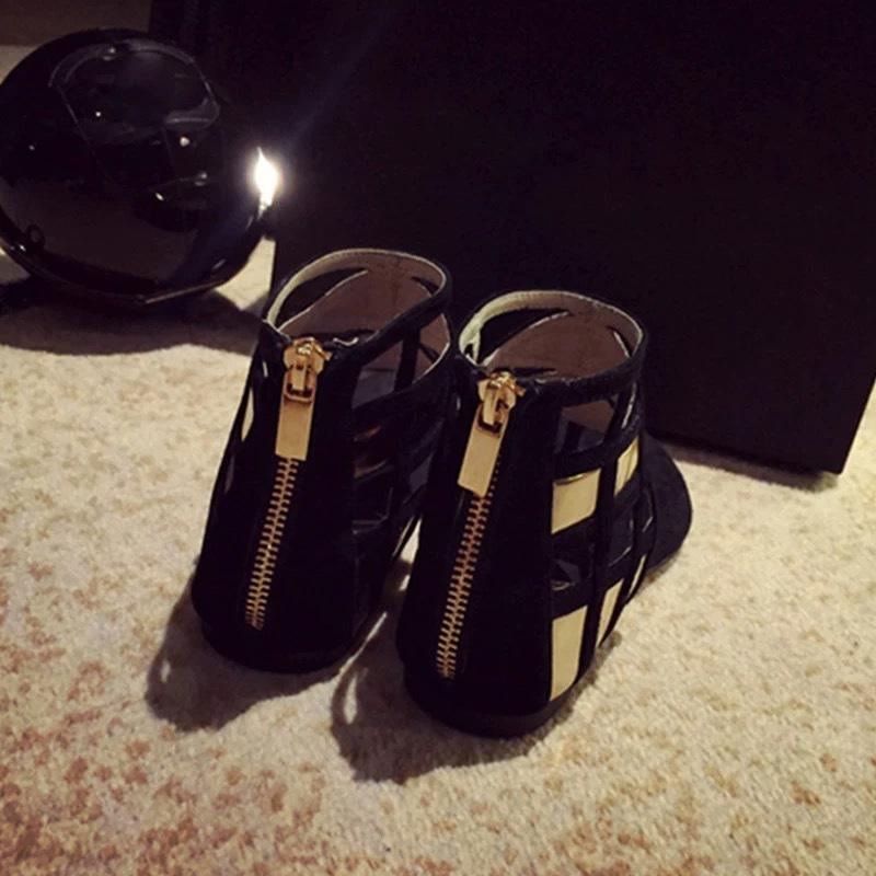 Spot large size flat bottom 35-42 size spring and summer flat bottom toe rear zipper T with sandals hollow herringbone sandals women