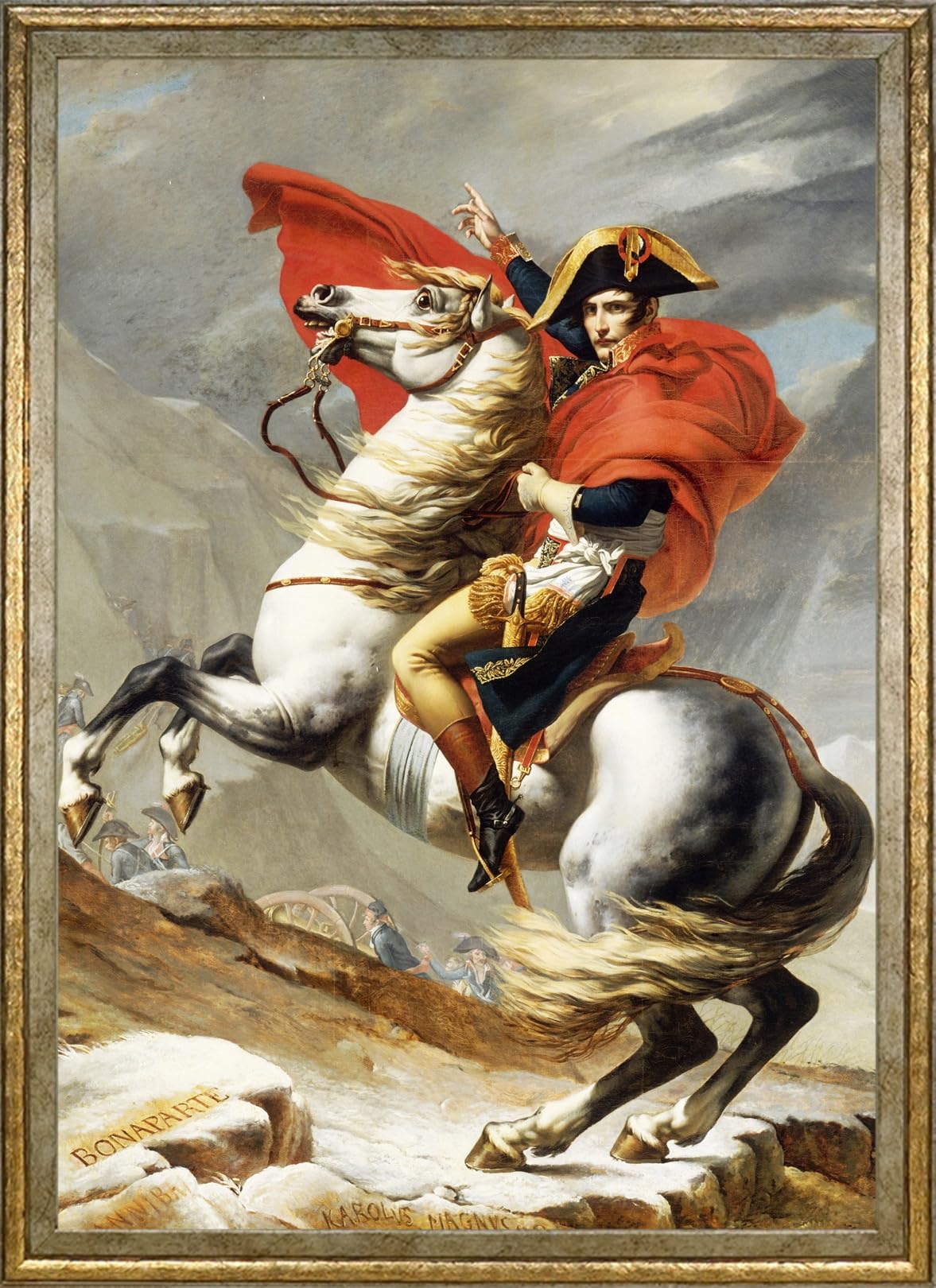 

Картина размера А3, Искусство интерьера, Золотая рама, Постер «Наполеон Бонапарт, пересекающий Сен-Бернар», Постер, Обои, Шедевр, (Жак-Луи Давид, Св.