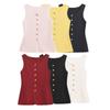 European & American Style Women's Gold Double-Breasted Knit Vest