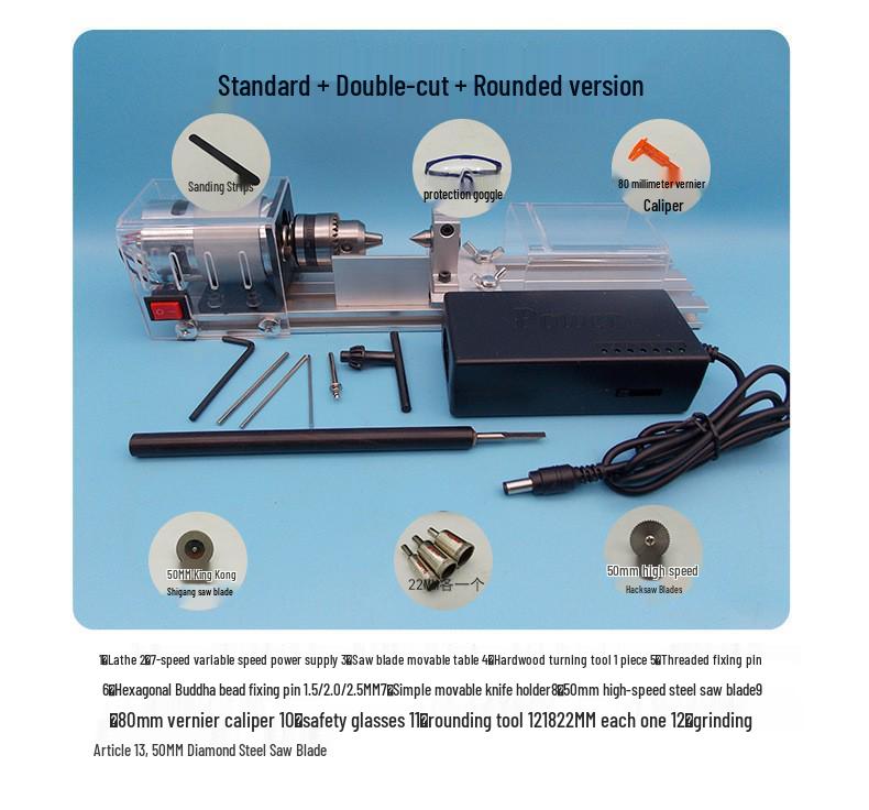 Mini DIY Buddhist Beads Woodworking Lathe: Grinding, Polishing, Cutting Machine