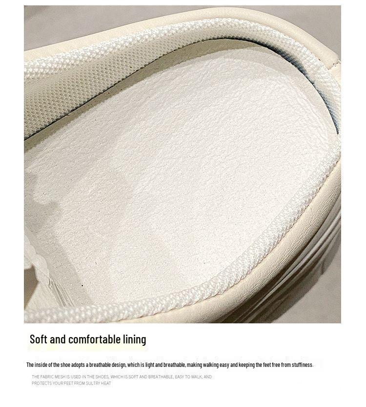 Women's White Thick-Soled Platform Mules - Closed-Toe, Backless, Petite Height Boost, Spring/Summer