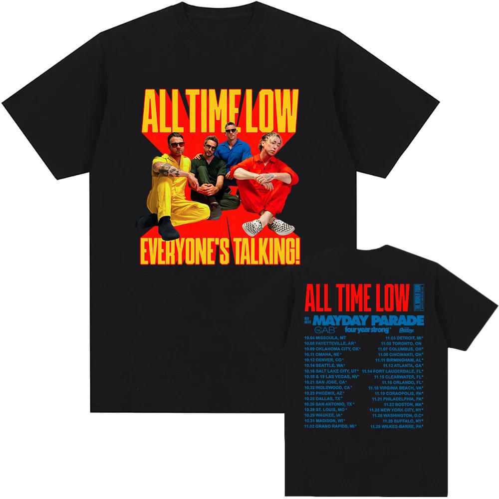 ALL TIME LOW Tričko z turné Everyone's Talking s krátkým rukávem, ležérní bavlněné tričko, módní volné pánské dámské oblečení, grafické tričko
