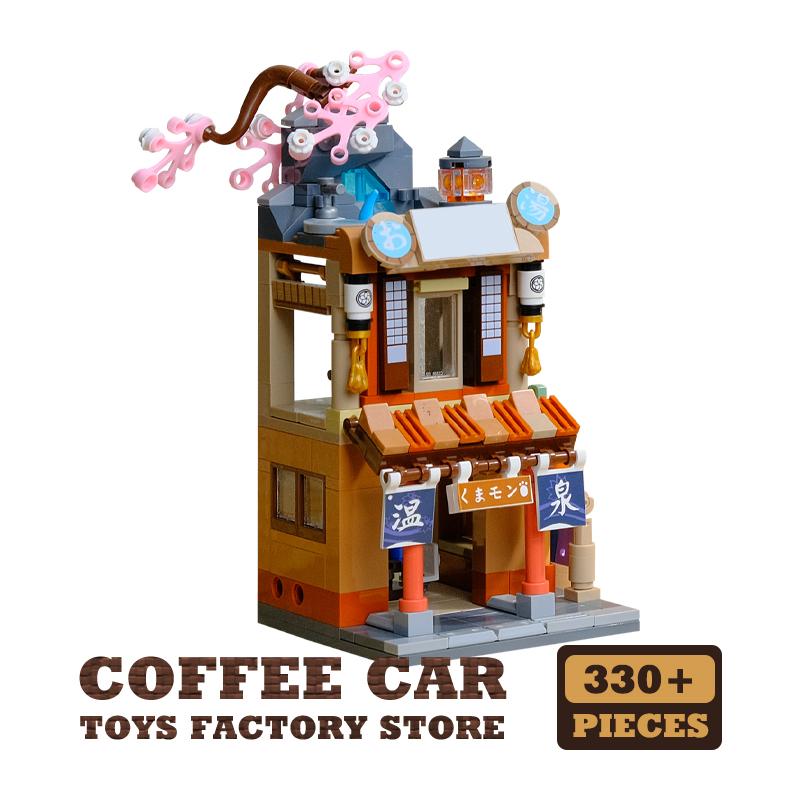 Japanese Style Shop MOC Bricks Sets City View Sushi Store Building Blocks Toys Hot Spring Cabin Model Adult Kids Birthday Gifts