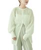 Kobe Lettuce Tanaka Volume Sleeve Sheer Shirt with Band Collar Free Light Green [Akiko Collaboration] Women's [C6967] Size, Long,