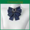 French Vintage Denim Bow Collar Pin For Office Wear Elegant Unisex Dress Accessory