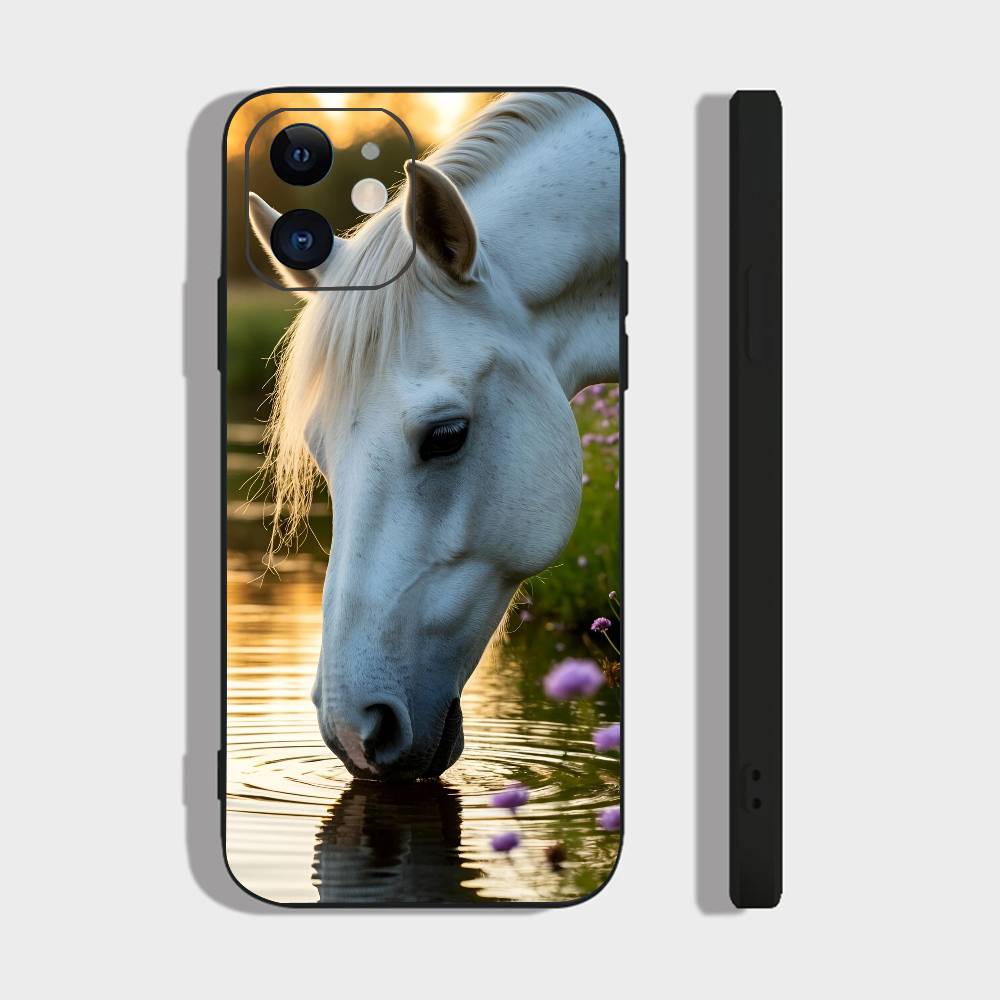Animal Galloping Horse For IPhone 13,17,11,12,16,14,15,Plus,Pro Max Soft Silicone Black Phone Case