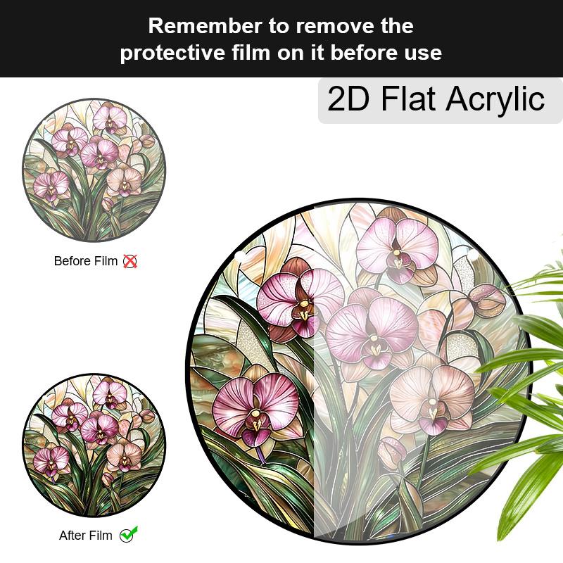 Acrylic Orchid Flower Suncatcher Stained Glass Effect Window Hanging Ornament Floral Gift for Home