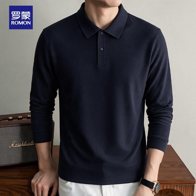 ROMON Men's Wool & Silk Blend Long-Sleeve Polo Shirt