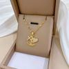 Anchor Cross Light Luxury Temperament Gorgeous Full Diamond Necklace Women'S Versatile Collarbone Chain Titanium Steel Chain