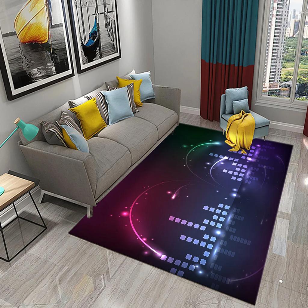 3D Music Note Guitar Instrument Carpet for Living Room Bedroom Large Carpet Bathroom Door Entrance Non-Slip Area Rugs Home Decor