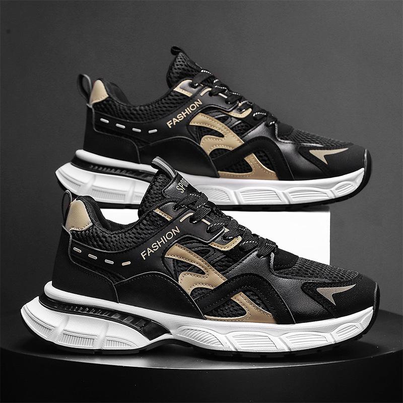 Men's Shoes Summer Breathable Youth Versatile Sports Casual Running Mesh Non-slip Raw Dad Shoes