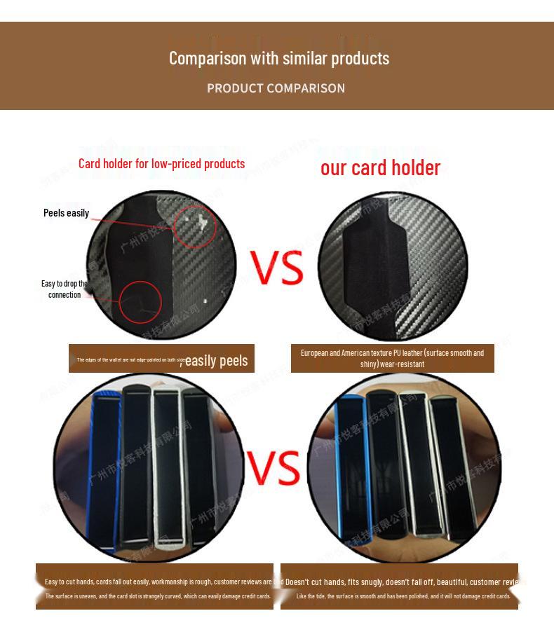 Portofel Metalic RFID Fibră de Carbon Anti-Furt Multi-Card pentru Bărbați