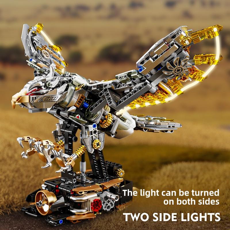 1168PCS Bloques de Construcción Águila Mecánica Articulaciones Móviles Ladrillos de Animales Con Luz Adornos de Escritorio Juguetes DIY para Niños Regalos de Vacaciones