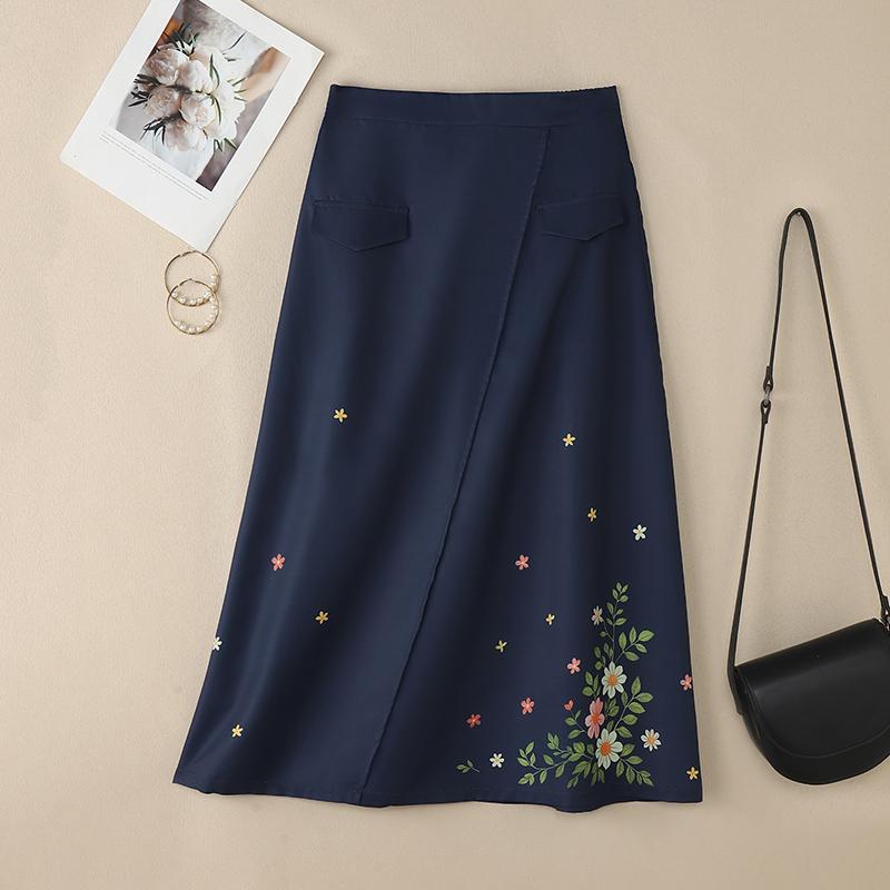 

ZANZEA Женские летние повседневные юбки свободного кроя с цветочным принтом 5XL темно-синий
