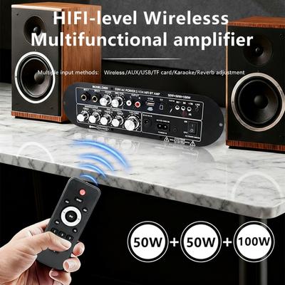 Audio Amplifier Board 50Wx2 100W 2.1 Channel BT 5.0 Digital Amplifier Board Bluetooth Power Amplifier Board for Home Outdoor