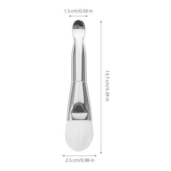 Silver-colored Facial Applicator Brush Is Made Nylon Aluminum Materials Featuring Compact Design That Allows Even Gentle Application Making It Ideal