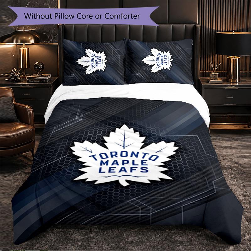 Toronto Maple Leafs Pattern Microfiber 3Pcs Bedding Set Decor Duvet Cover Set For Bedroom Home Use