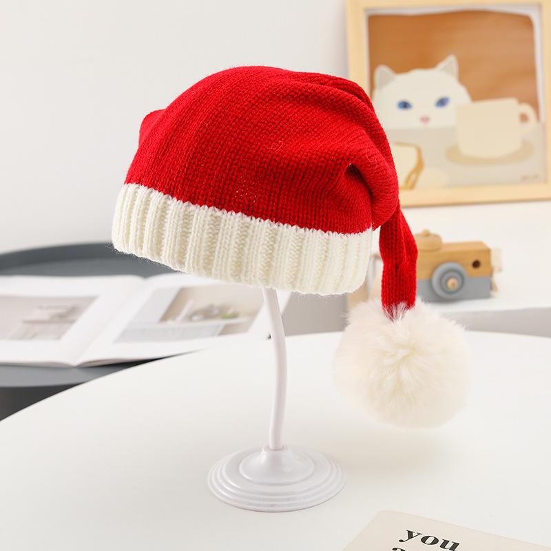 

Вязаные Рождественские шапки с помпонами для родителей и детей: Праздничный подарок на осень и зиму One Size