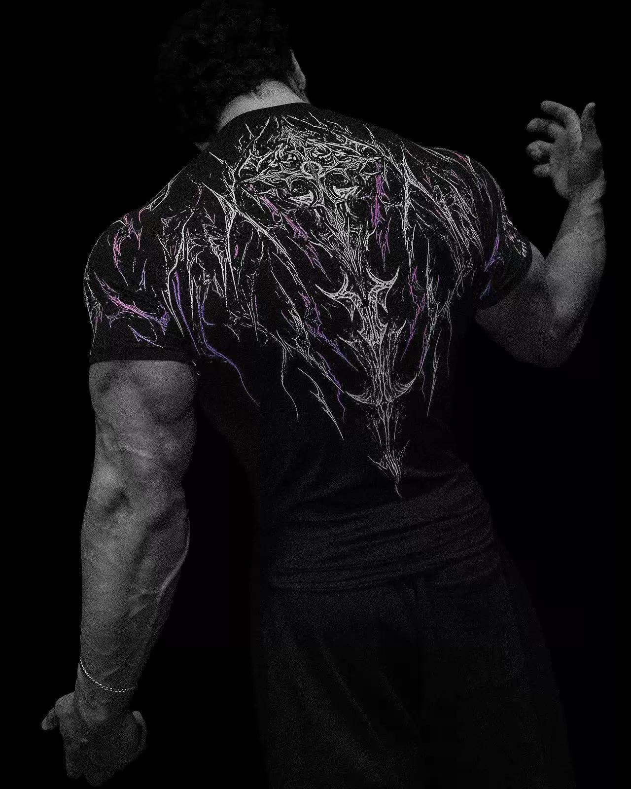 Breathedivinity Herren Quick-Dry Elastisches Trainings-T-Shirt - Trendige Kurzarm-Fitnesskleidung Extra Large black
