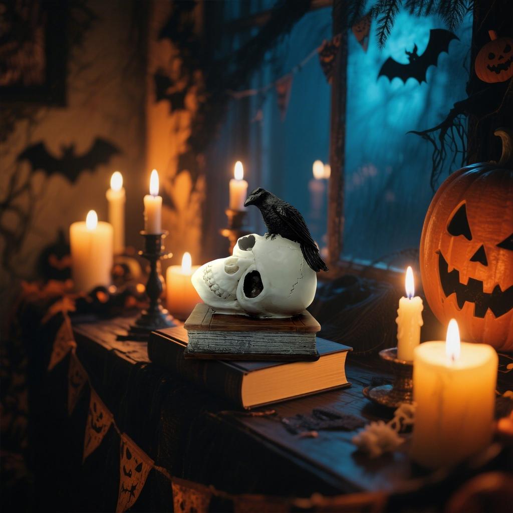 Halloween Sculpture Collectible Figurine Gothic Decoration Home Desktop Horror Atmosphere Decoration Resin Crafts Ornament