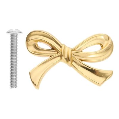 Vintage Gold Bows Knobs Metal Handles Elegant Furniture Knobs Antique Brass Knobs Simple To Use for Dressers & Cupboards