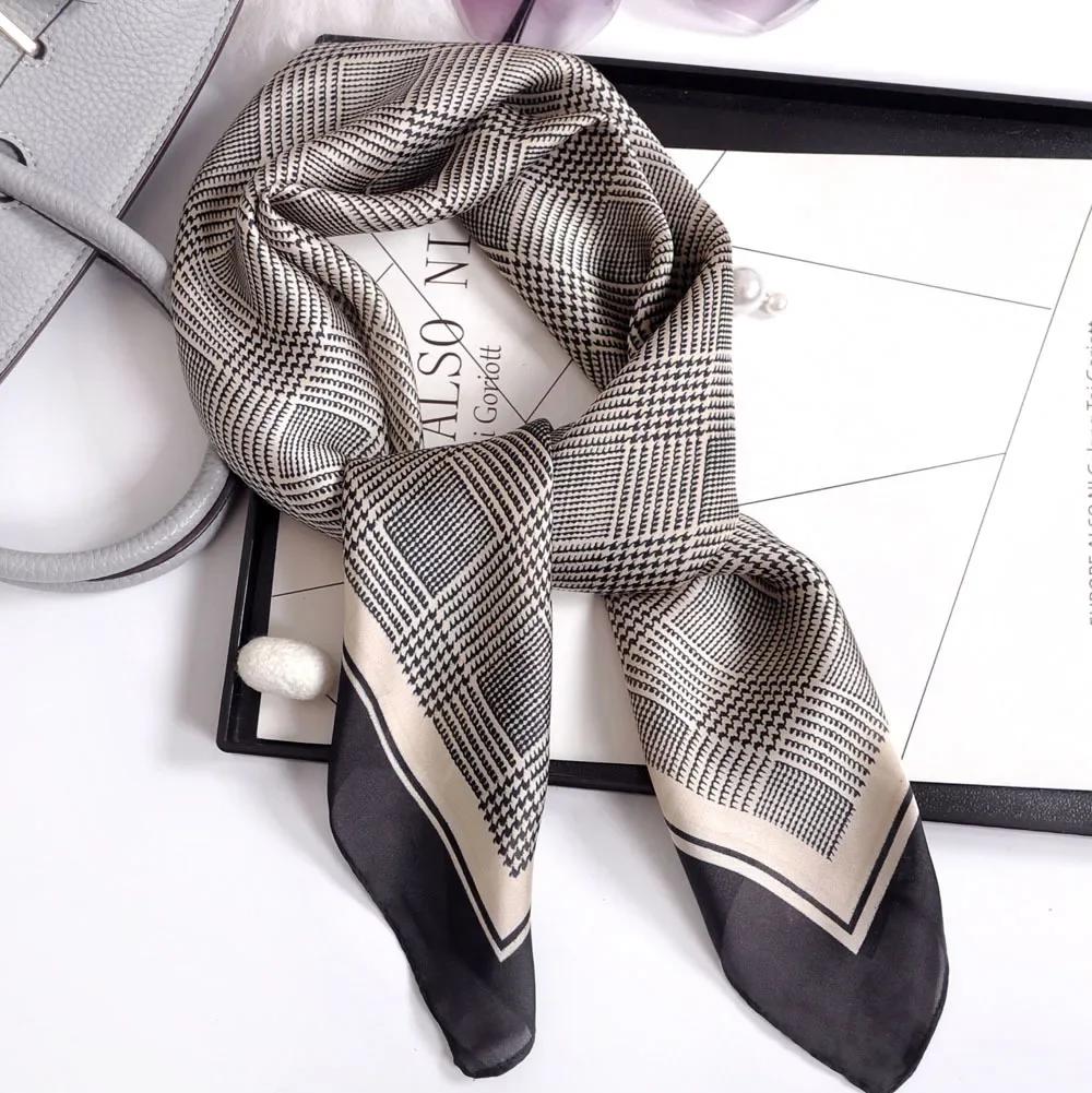 Retro Polka Dot Montage Silk Square Scarf Women Soft Satin Hairband Neckerchief Hijab Lady Headband Foulard Bag Ribbons Kerchief