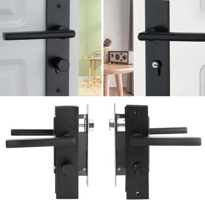 Space Aluminum Bedroom Door Lock Home Security Bedroom Handle Lock with Keys Screw Black Security Door Handle Lock Handle Lock