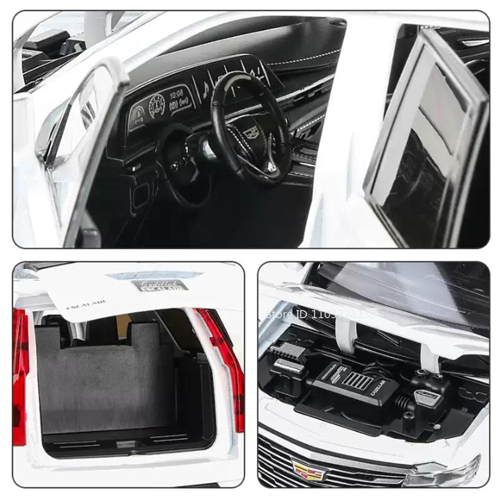 1:24 Escalade Prado Miniature Model Toy Cars Alloy Diecast Sound Light Doors Opened Pull Back Simulation Models for Boys Gifts