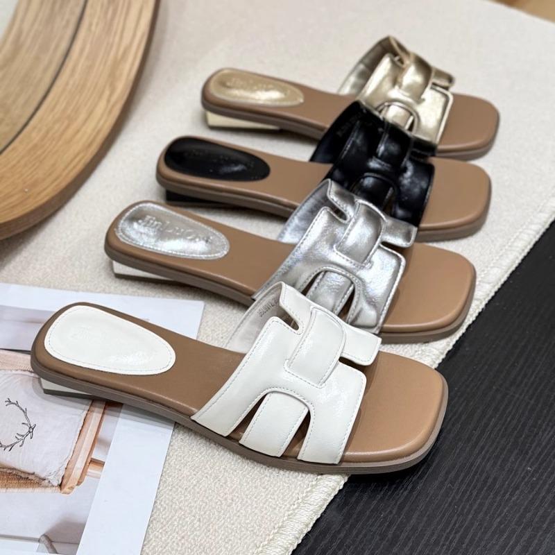 Sheepskin Version~ Woven Fairy Versatile Cool Slippers Female New Summer Lazy Fashionable Outer Wear Flat Bottom One-word Drag