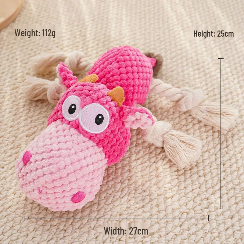 Peluche Bulldog Francese con Palla Squeaky e Giocattolo con Corda per Gatti e Gattini - Resistente al Morso, Design Cartoon Frutta