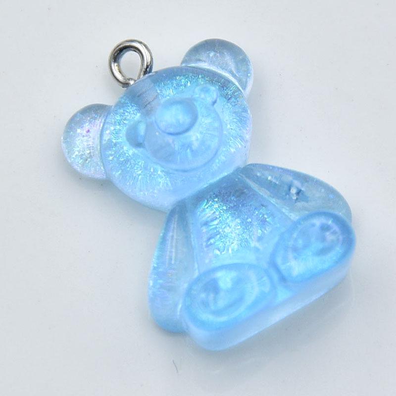 Candy Color Glitter Bear Resin Pendant Earring Keychain Jewelry DIY Accessories