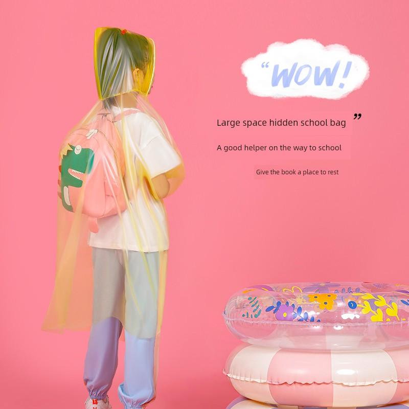 Disposable Raincoat Kids Protective Thickened Long Section Full Body Rainproof Portable Student Girl Boys' Schoolbag Poncho