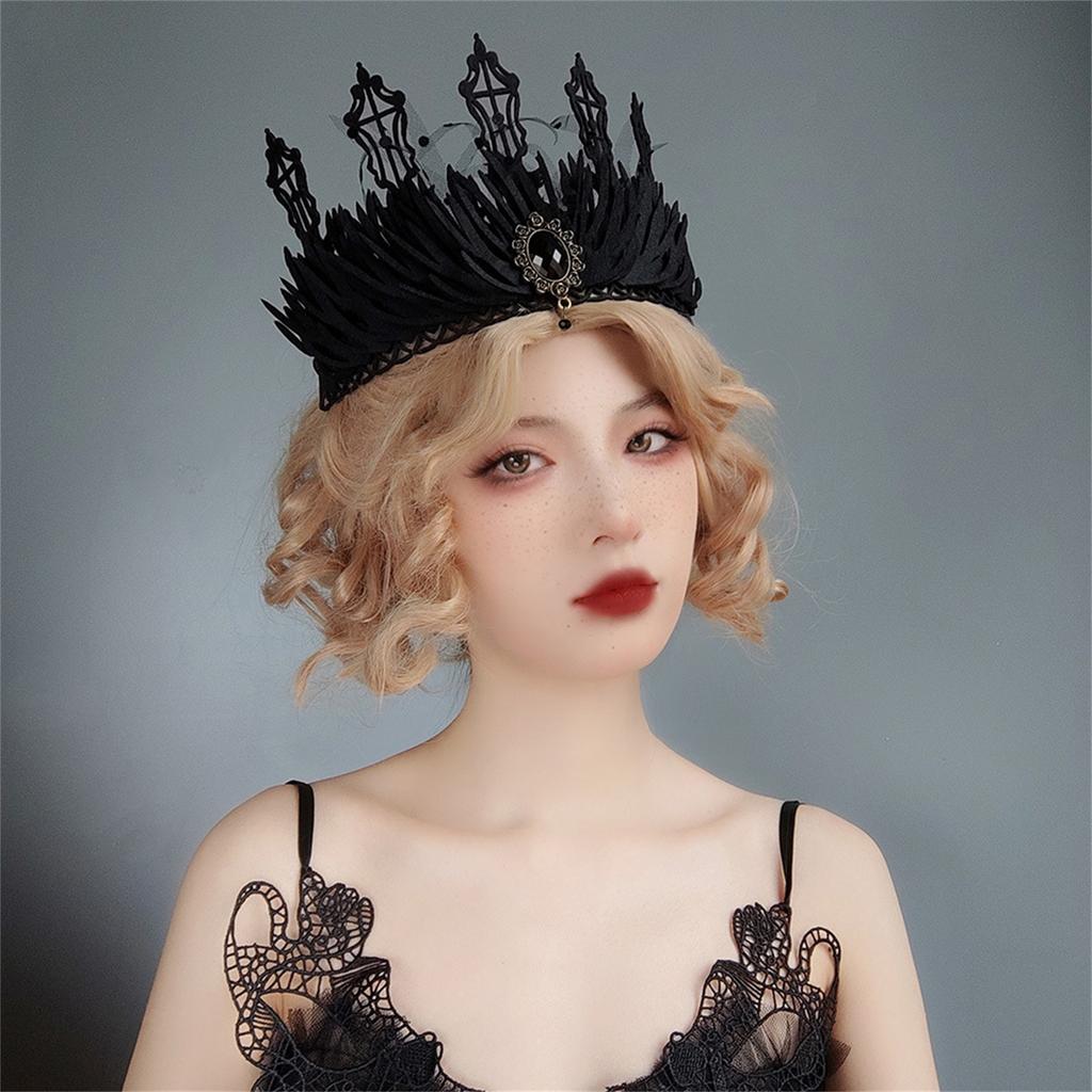 Goth Headband Witch Crown Headpiece Goth Crown Black Queen Crown Gothic Crown Black Queen Tiaras baroque Crown