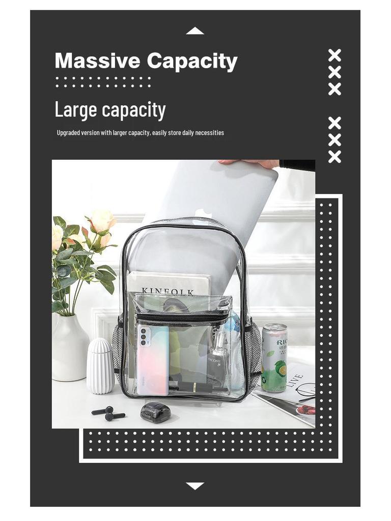 Waterproof Transparent PVC Large-Capacity Student School Backpack