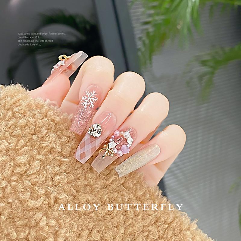 10Pcs Kawaii 3D Silver Gold Bowknot Bow Ballerina Girl Alloy Pearl Nail Art Diy Nails Accessories Decoration Charms