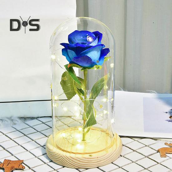 Artificial Rose Flowers Eternal Rose with LED Light Realistic Looking Battery Powered Simulation Rose Flower Holiday Gifts